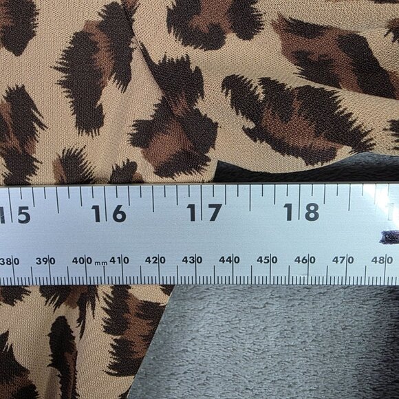 Womens Express Brown Animal Print Dress Button Up Long Sleeve Size 1/2 - Picture 7 of 9